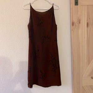 Wine dress with textured black detail
